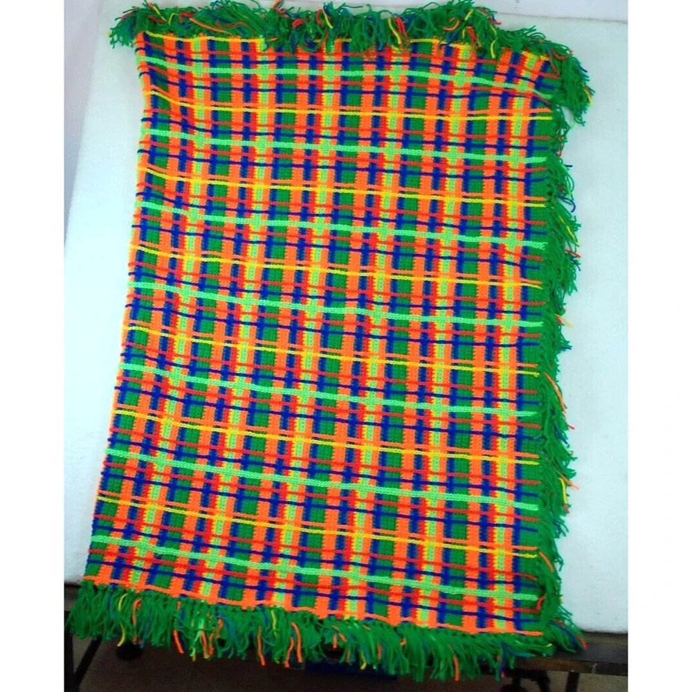 Crochet Knitted Throw‎ Blanket Handmade Granny Multicolour Boho 60 X 48”